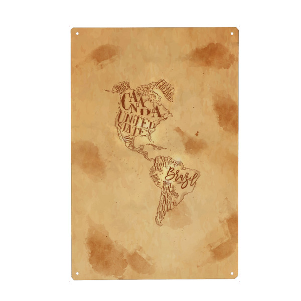 Metall Poster "Map America vintage craft" artboxONE - Reise,Kartografie