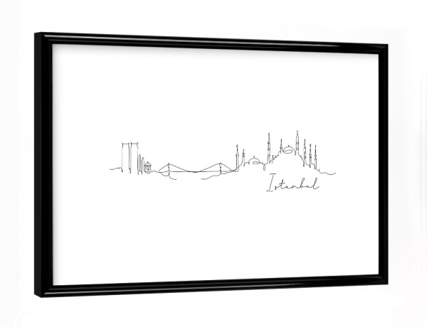 Poster mit schwarzem Rahmen "Pen line silhouette Istanbul" artboxONE - Schwarzweiß,Städte / Istanbul