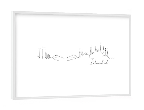 Poster mit weißem Rahmen "Pen line silhouette Istanbul" artboxONE - Schwarzweiß,Städte / Istanbul