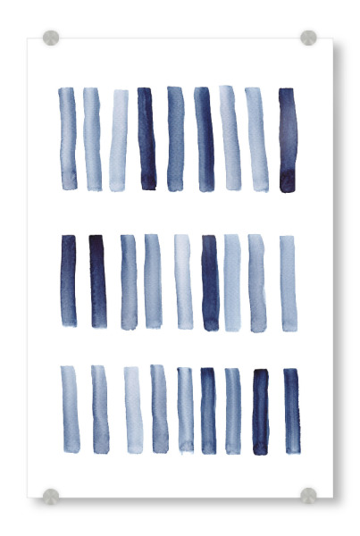 Acrylglasbild "Striche aquarell blau" artboxONE - Abstrakt - Aquarell,Striche,Pinselstriche,Minimalistisch,Skandinavisch,Abstrakt