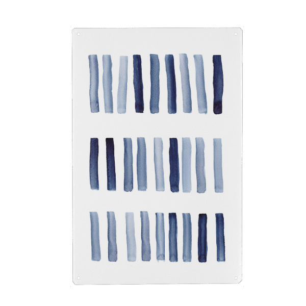 Holzbild "Striche aquarell blau" artboxONE - Abstrakt - Aquarell,Striche,Pinselstriche,Minimalistisch,Skandinavisch,Abstrakt