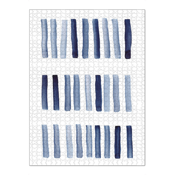 Puzzle Ravensburger "Striche aquarell blau" artboxONE - Abstrakt - Aquarell,Striche,Pinselstriche,Minimalistisch,Skandinavisch,Abstrakt