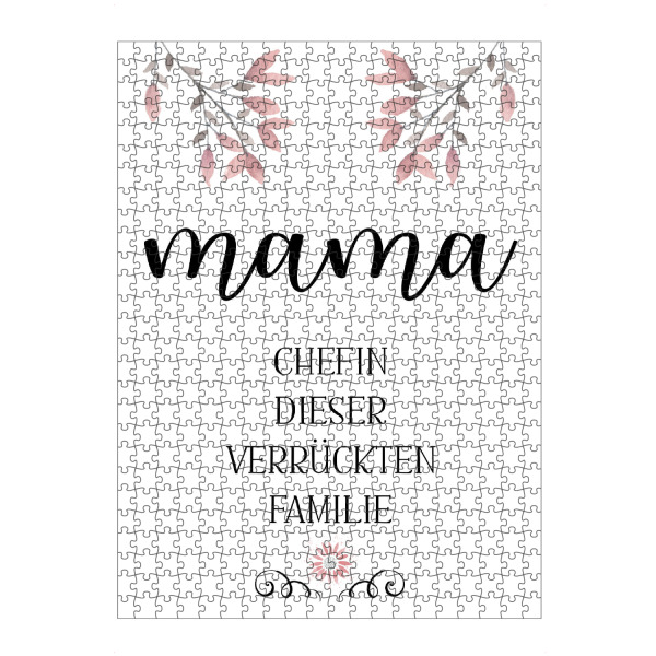 artboxONE Puzzle "MAMA Die Chefin" artboxONE - Typografie,Für Mama - Mama,Mami,Mutter,Mutti,Muttertag,Lustig,Lustiger spruch,Familie,Blumen