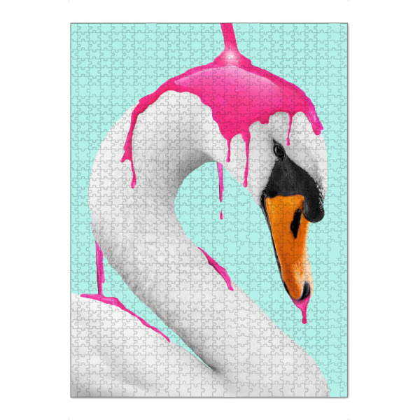 Puzzle Ravensburger "MAKING A FLAMINGO" artboxONE - Tiere,Abstrakt