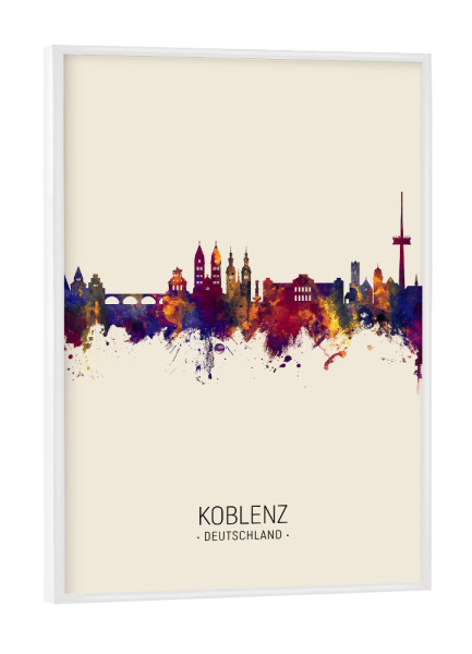 Poster mit weißem Rahmen "Koblenz Germany Skyline Beige" artboxONE - Städte - Koblenz,Germany,Skyline,Cityscape,Painting,Watercolour,Stadtbild