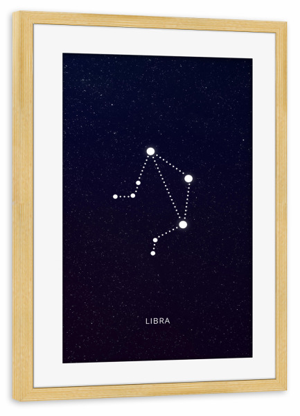Poster mit Rahmen kiefer "Libra zodiac constellation" artboxONE - Schwarzweiß,Ultraviolet,Galaxy