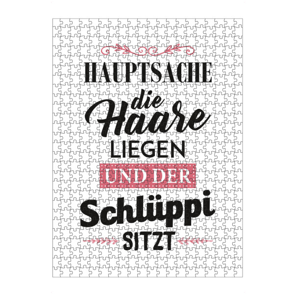 artboxONE Puzzle "Hauptsache die Haare liegen" artboxONE - Typografie,Schwarzweiß,Lustig