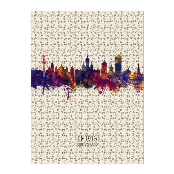 artboxONE Puzzle "Leipzig Skyline Beige" artboxONE - Städte - Leipzig,Germany,Skyline,Cityscape,Painting,Watercolour,Stadtbild - Bild leipzig