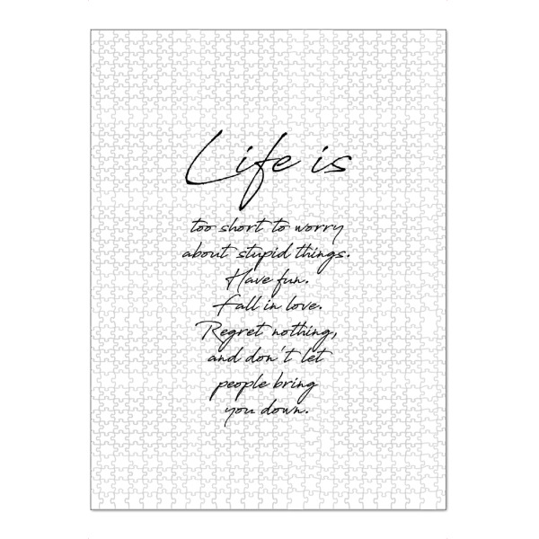 Puzzle Ravensburger "Life is" artboxONE - Typografie,Schwarzweiß - Motivation,Inspiration,Life is too short - Bild motivation