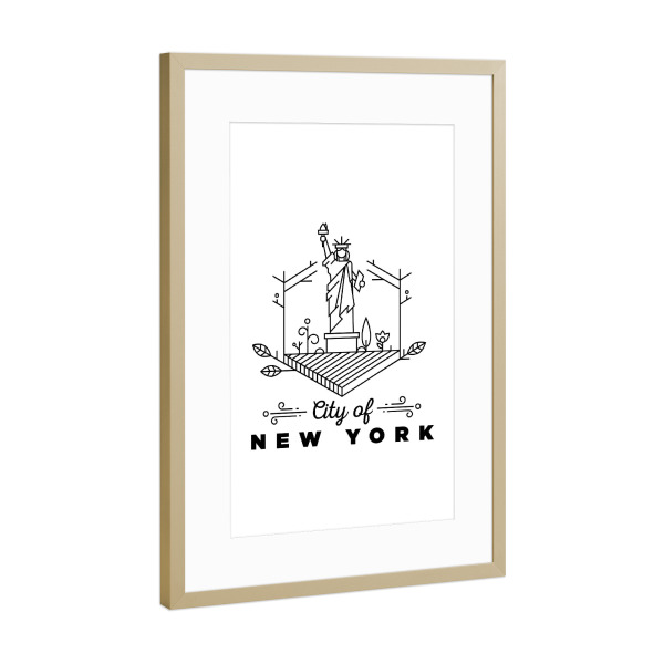 Poster mit Rahmen Gold "New York Monogram Design" artboxONE - Städte,Städte / New York,Schwarzweiß