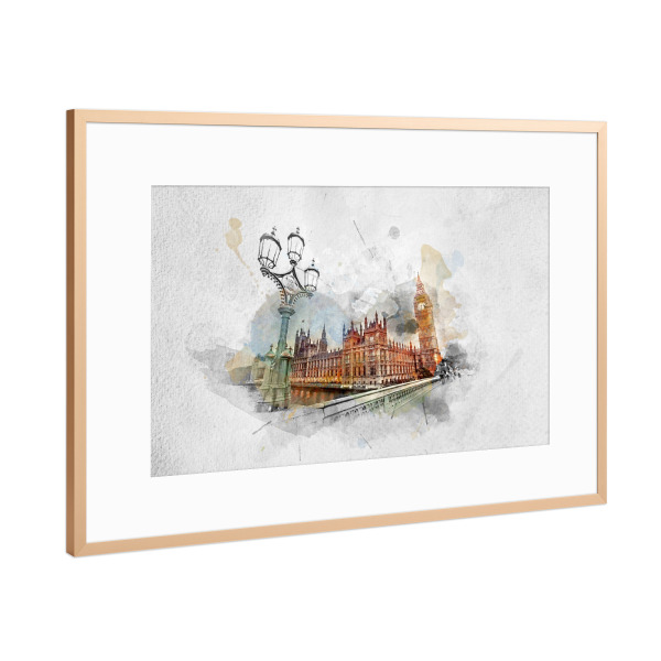 Poster mit Rahmen Kupfer "Painting of Big Ben" artboxONE - Städte / London,Architektur