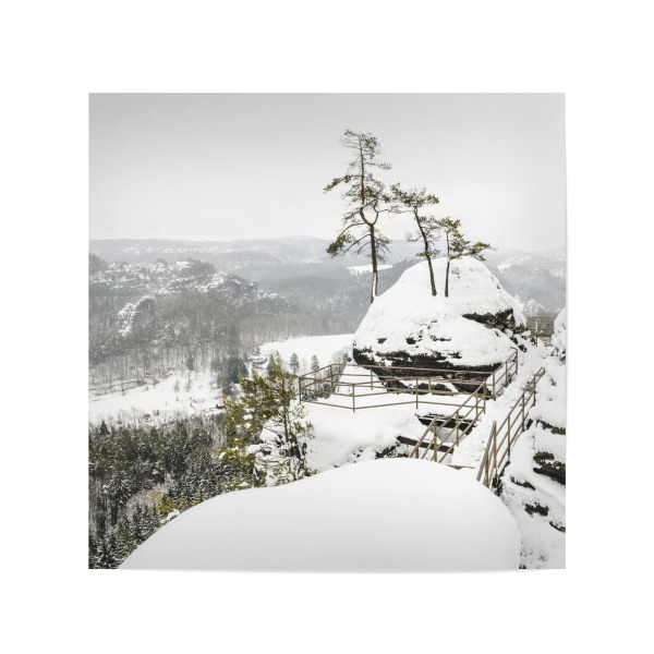 Poster 20x20 cm "Basteiaussicht im Schnee" artboxONE - Städte,Natur,Reise,Reise / Länder,Städte / Dresden