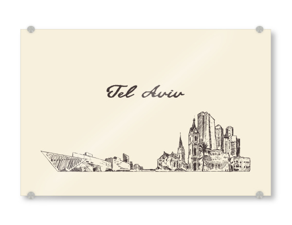Acrylglasbild "Tel Aviv hand drawn skyline" artboxONE - Städte,Reise