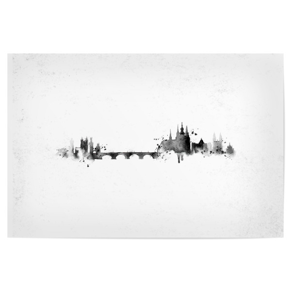 Poster "Silhouette Prague ink" artboxONE - Städte,Schwarzweiß,Städte / Prag
