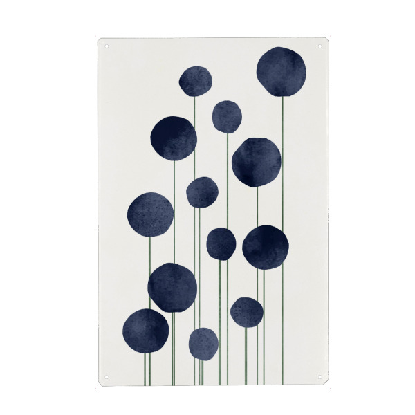 Metall Poster "Blue Waterflowers" artboxONE - Abstrakt - Blumen,Abstrakt - Blechschild