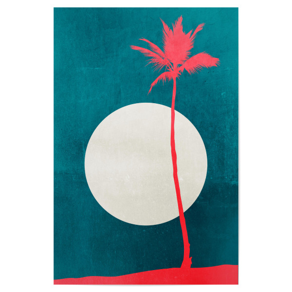 Poster 30x20 cm "Saint Tropez At Night" artboxONE - Abstrakt - Mond,Palme,Strand