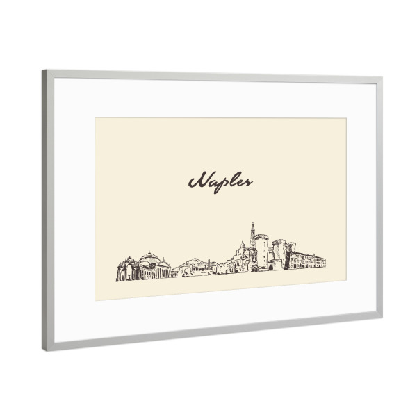 Poster mit Rahmen Silber "Naples hand drawn skyline" artboxONE - Städte,Reise
