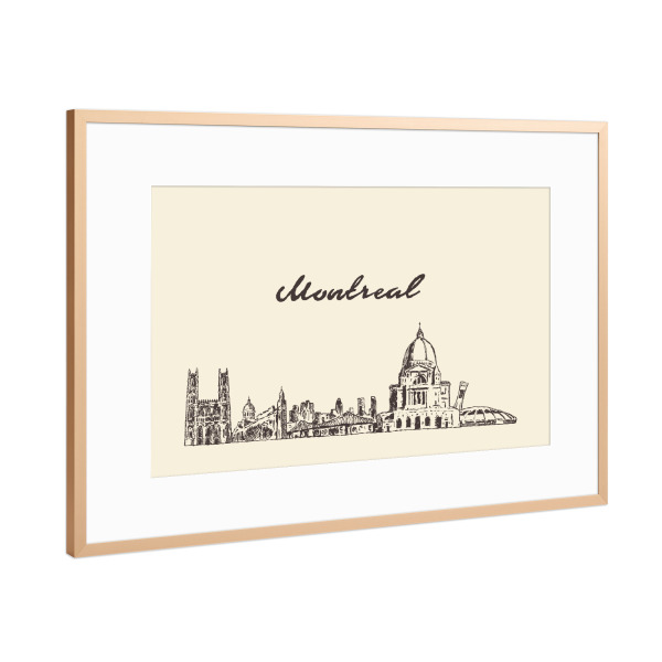 Poster mit Rahmen Kupfer "Montreal hand drawn skyline" artboxONE - Städte