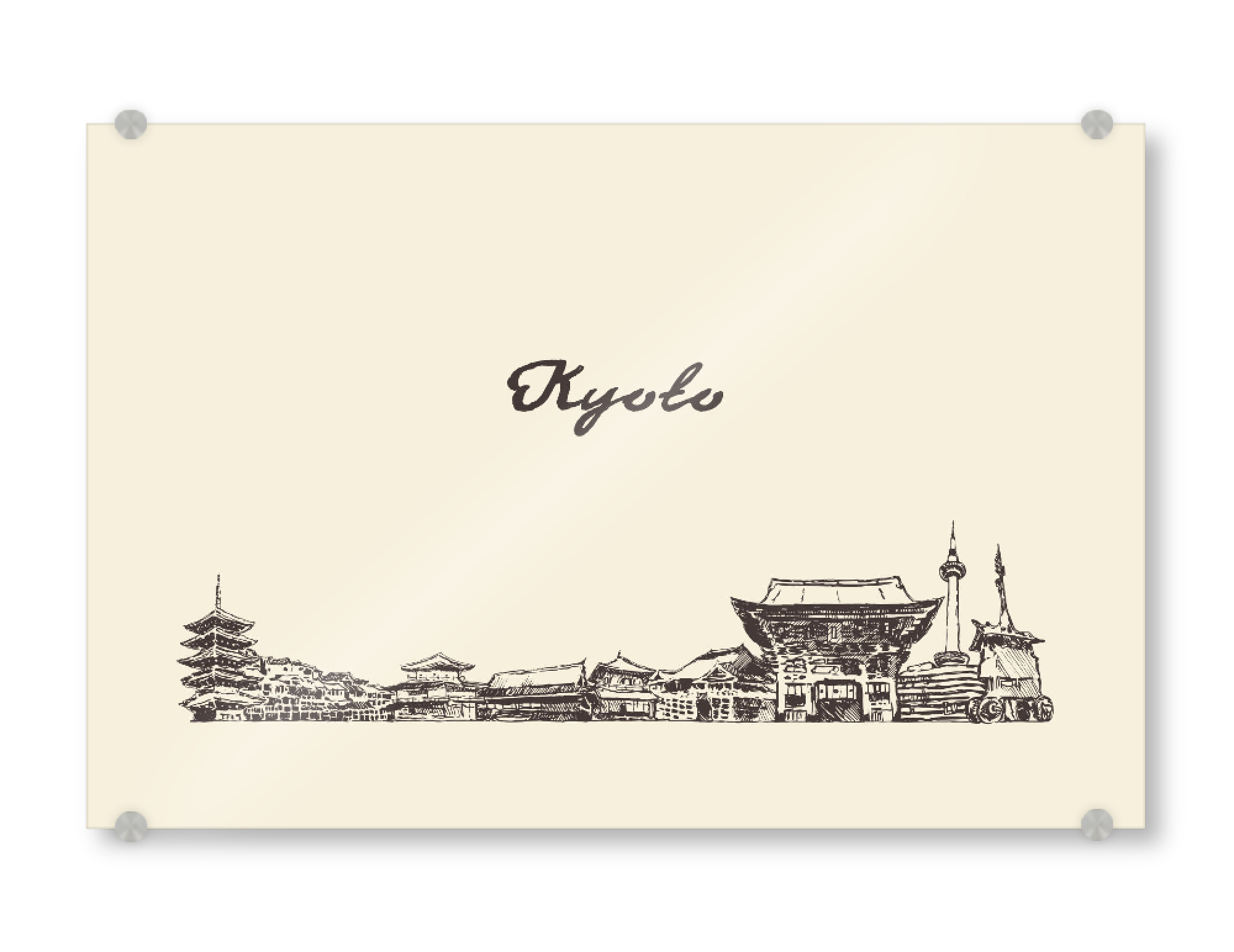 Acrylglasbild "Kyoto hand drawn skyline" artboxONE - Städte,Reise,Reise / Asien