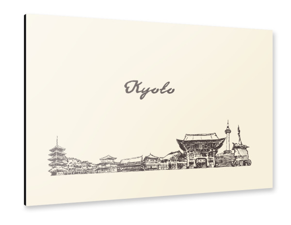 Alu-Dibond "Kyoto hand drawn skyline" 30x20 cm artboxONE