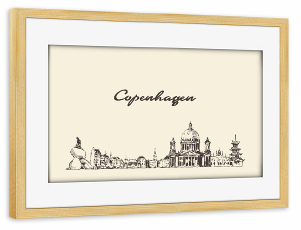 Poster mit Rahmen kiefer "Copenhagen hand drawn skyline" artboxONE - Städte,Reise,Städte / København