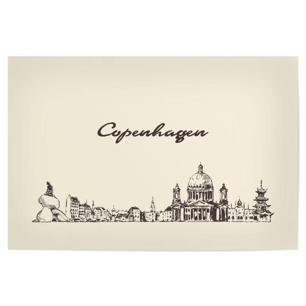 Poster 30x20 cm "Copenhagen hand drawn skyline" artboxONE - Städte,Reise,Städte / København