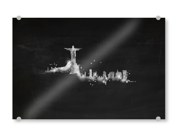 Acrylglasbild "Silhouette chalk Rio de Janeiro" artboxONE - Städte,Schwarzweiß,Städte / Rio de Janeiro