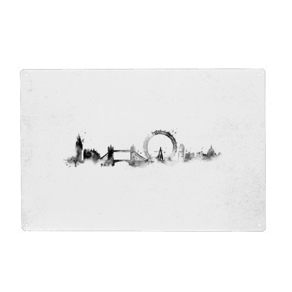 Metall Poster "Silhouette London ink" artboxONE - Städte,Städte / London,Schwarzweiß