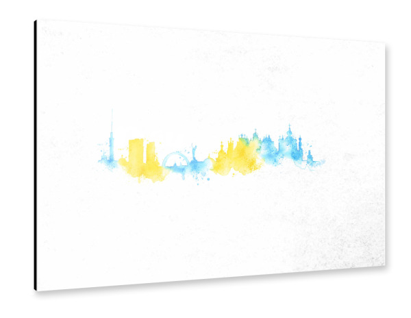 Alu-Dibond "Silhouette watercolor Kiev" 30x20 cm artboxONE