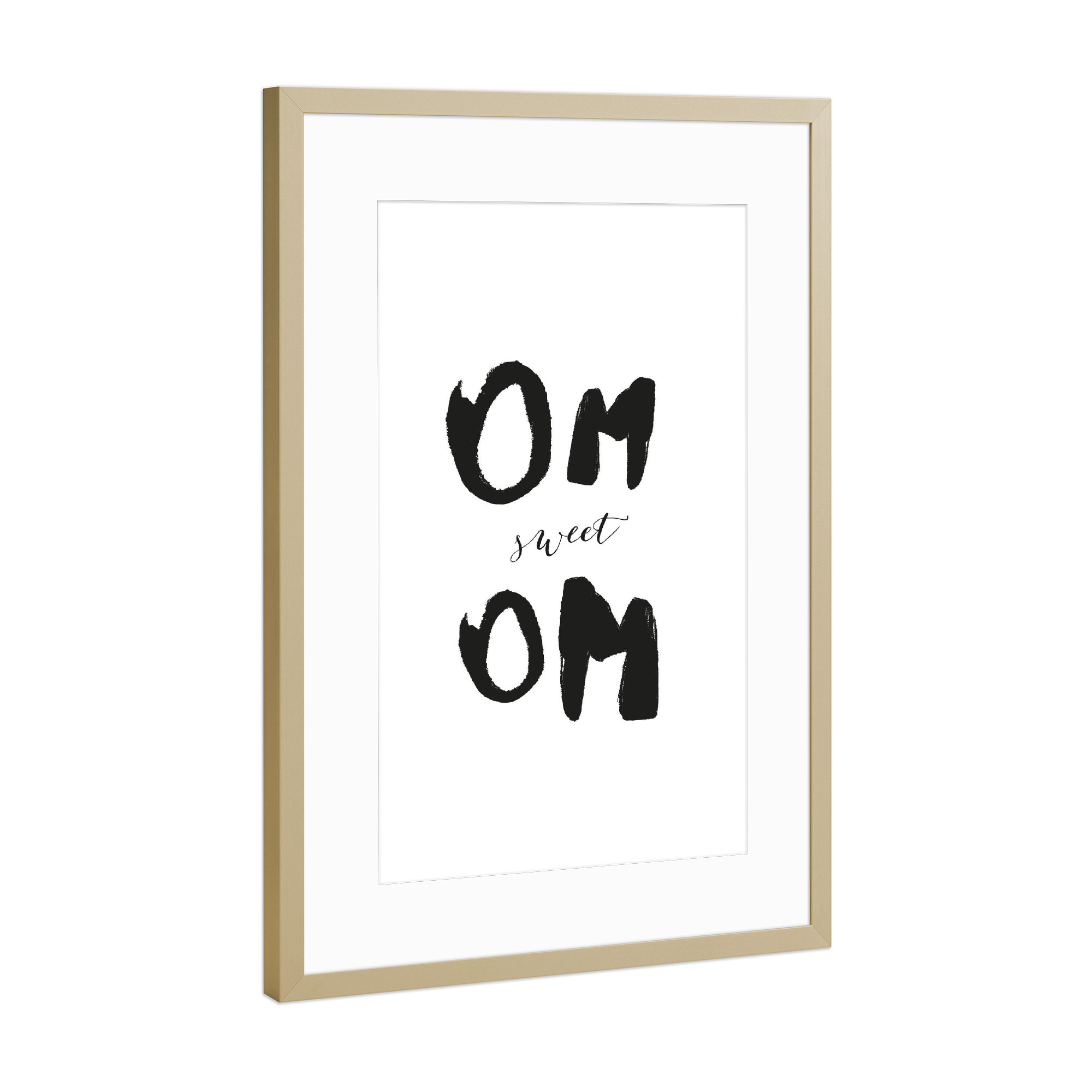 Poster mit Rahmen Gold "Om sweet Ooommm" artboxONE - Typografie,Schwarzweiß - Om,Yoga,Weisheit,Yogastudio,Namaste