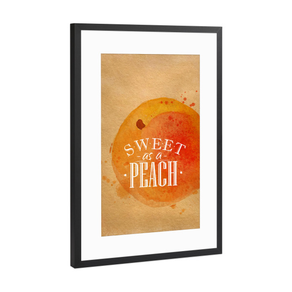 Poster mit Rahmen Schwarz (Metallic) "Watercolor peach craft" artboxONE - Essen & Trinken,Essen & Trinken / Obst & Gemüse