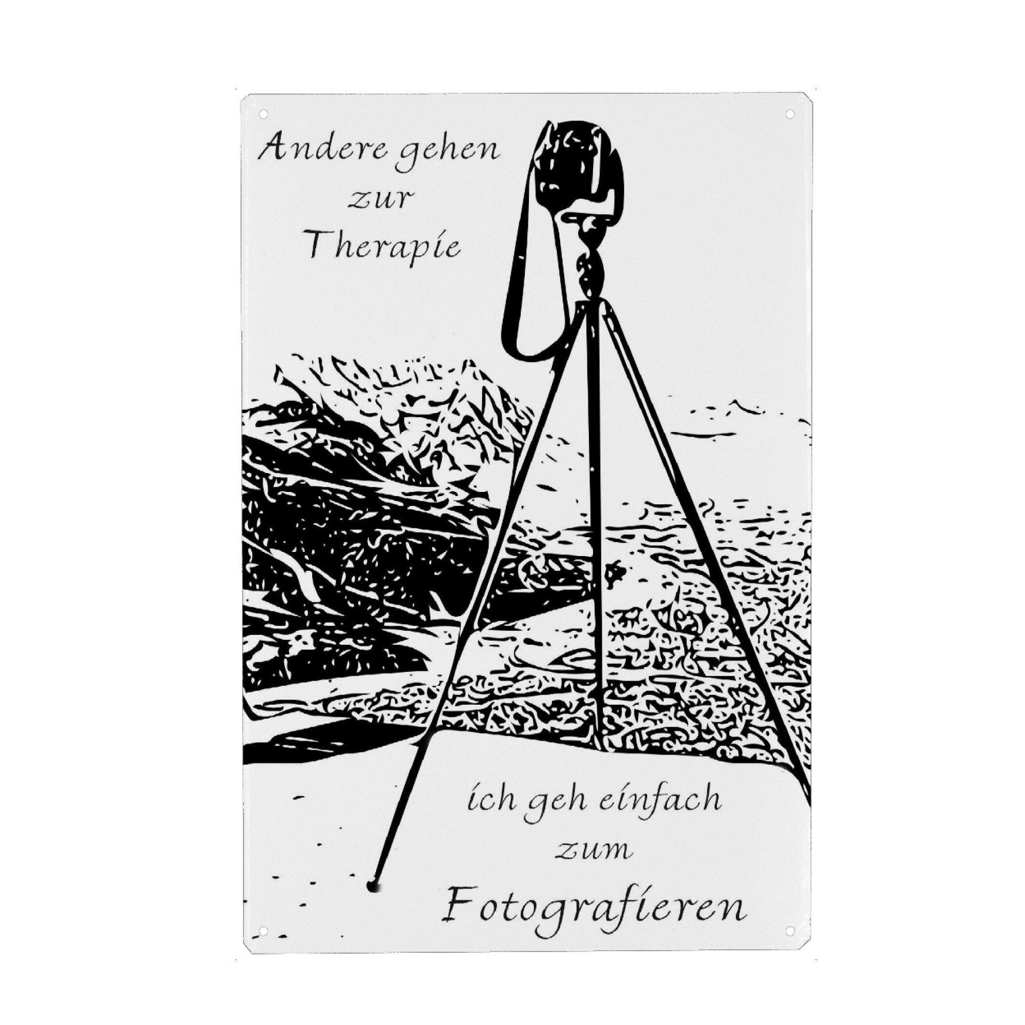 Holzbild "Fotografie als Therapie" artboxONE - Natur,Schwarzweiß - Spruch,Fotografie,Therapie,Strichzeichnung
