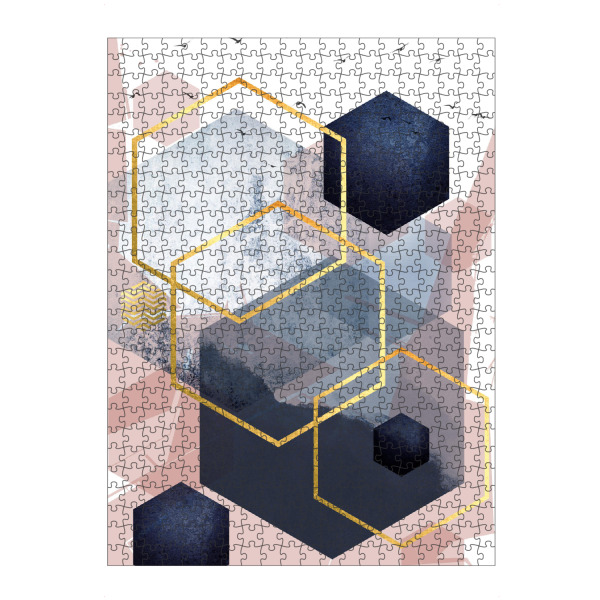 artboxONE Puzzle "Abstract Landscape Blush Navy" artboxONE - Abstrakt,Geometrie