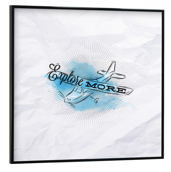 Poster mit schwarzem Rahmen 30x30 cm "Plane vintage blue" artboxONE - Typografie,Reise,Schwarzweiß