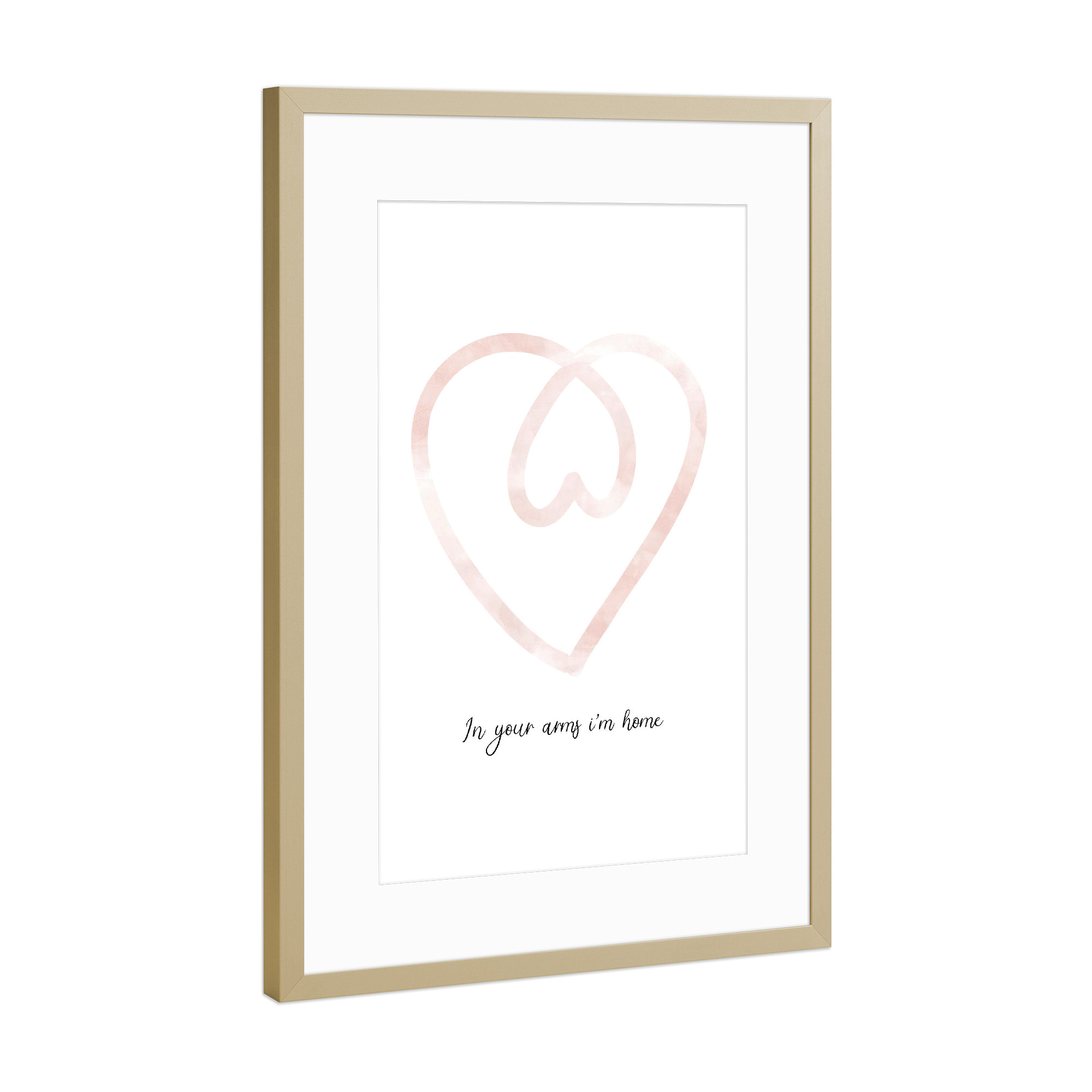 Poster mit Rahmen Gold "In your arms" artboxONE - Liebe