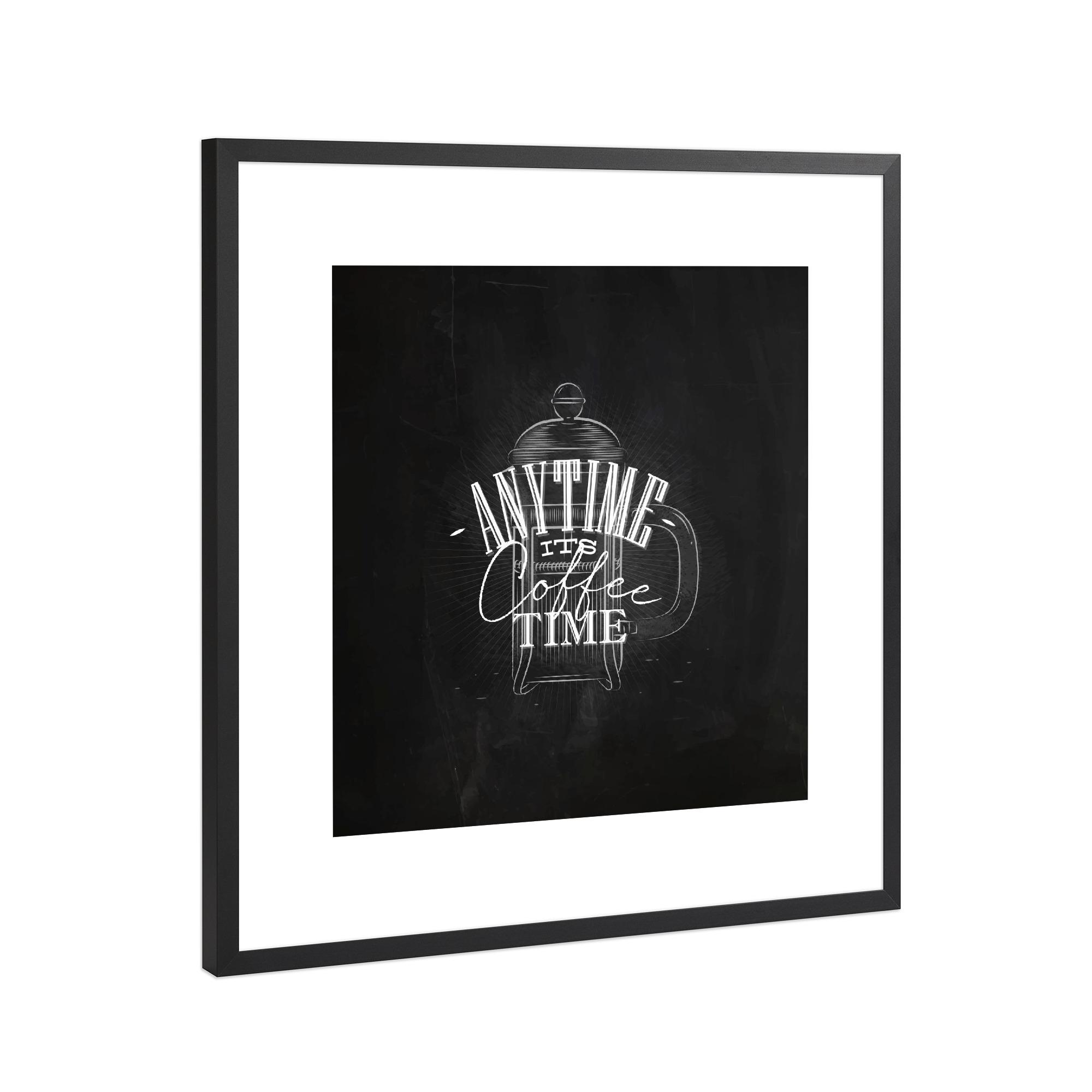 Poster mit Rahmen Schwarz (Metallic) "Its coffee time" artboxONE - Essen & Trinken,Schwarzweiß