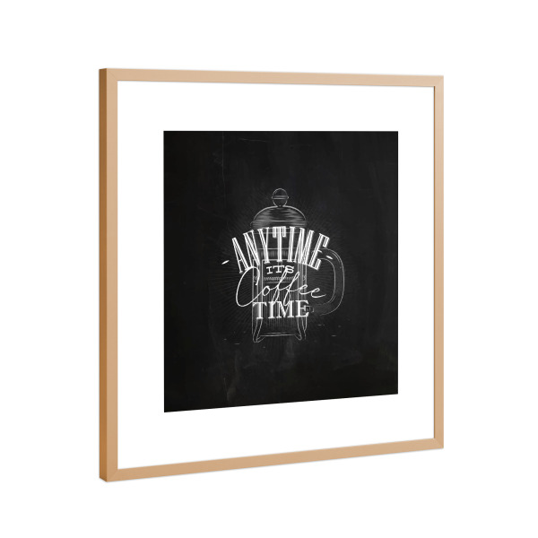 Poster mit Rahmen Kupfer "Its coffee time" artboxONE - Essen & Trinken,Schwarzweiß - Chalkboard,Espresso,Cafe,Caffeine,Coffee,Retro,Vintage