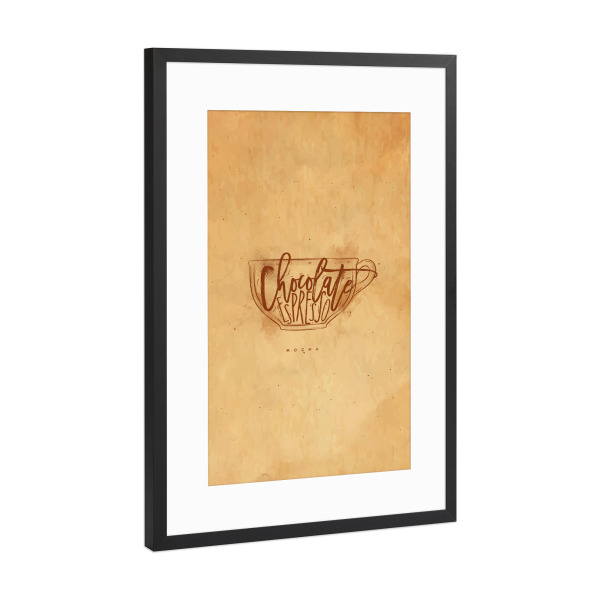 Poster mit Rahmen Schwarz (Metallic) "Mocha cup craft" artboxONE - Essen & Trinken - Coffee,Vintage,Cafe,Cup,Retro,Espresso,Milk,Mocha