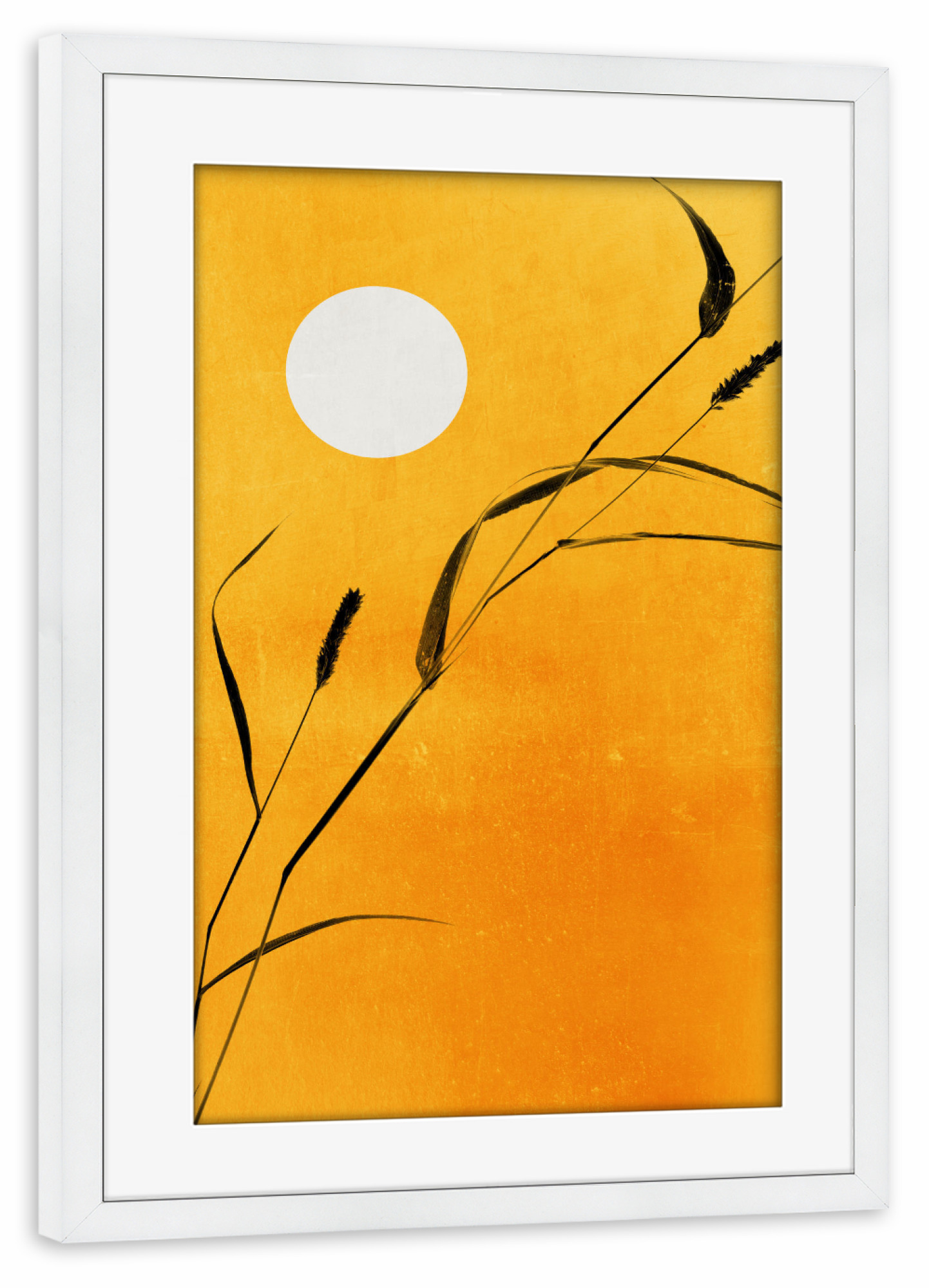 Poster mit Rahmen weiß "The Sunny Side Of Life" artboxONE - Abstrakt - Sonne,Silhouette,Pflanze,Floral
