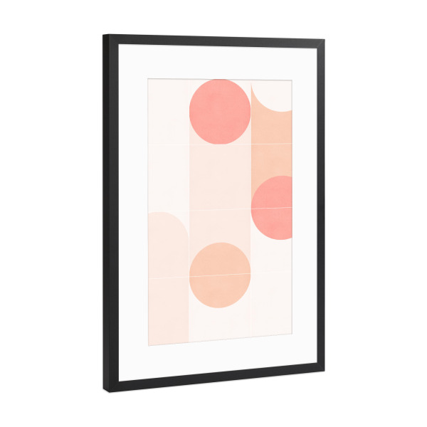 Poster mit Rahmen Schwarz (Metallic) "Retro Tiles Ninth" artboxONE - Abstrakt - Mid-century-modern,Living coral,Minimal,Pattern