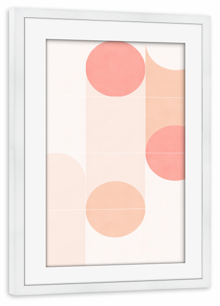 Poster mit Rahmen weiß "Retro Tiles Ninth" artboxONE - Abstrakt - Mid-century-modern,Living coral,Minimal,Pattern
