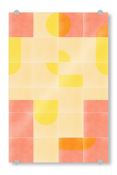 Acrylglasbild "Retro Tiles First" artboxONE - Abstrakt - Mid-century-modern,Living coral,Tiles,Muster
