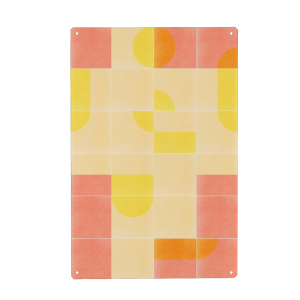 Holzbild "Retro Tiles First" artboxONE - Abstrakt - Mid-century-modern,Living coral,Tiles,Muster