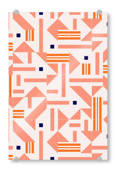 Acrylglasbild "Random Tiles" artboxONE - Abstrakt - Mid-century-modern,Living coral,Tiles,Mosaik