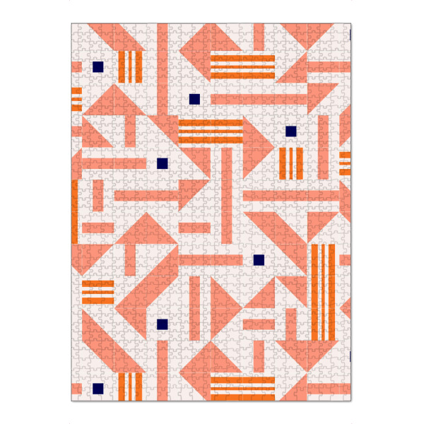 Puzzle Ravensburger "Random Tiles" artboxONE - Abstrakt - Mid-century-modern,Living coral,Tiles,Mosaik - Bild mid-century-modern