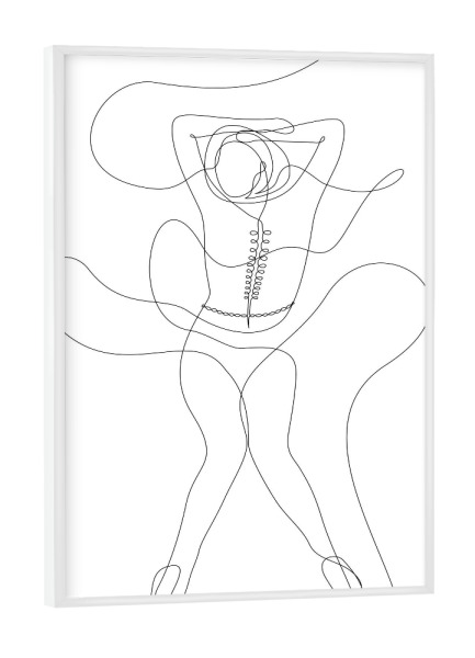 Poster mit weißem Rahmen "Woman in Shirt - In One Line" artboxONE - Menschen,Schwarzweiß,Fashion