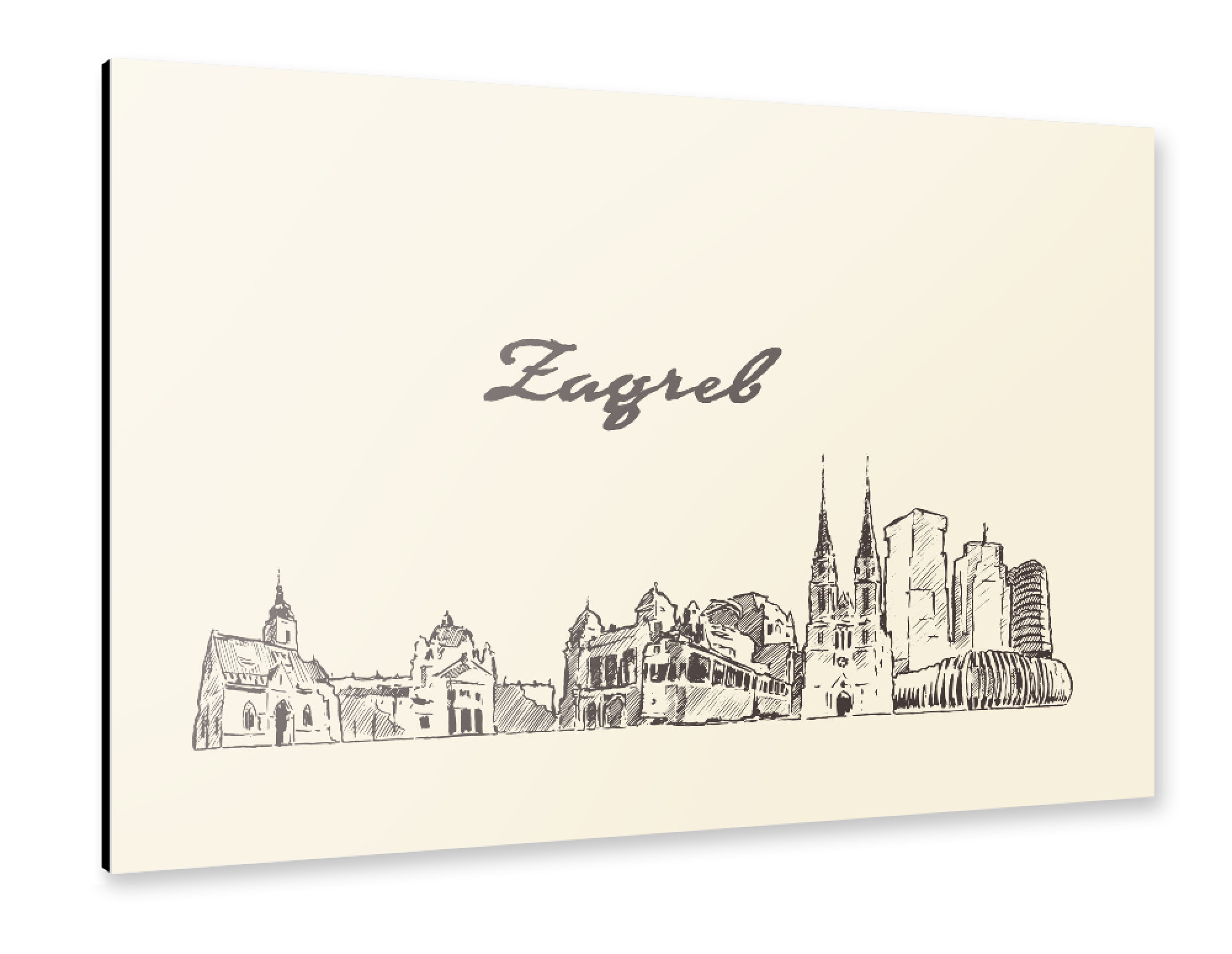 Alu-Dibond "Zagreb hand drawn skyline" 75x50 cm artboxONE