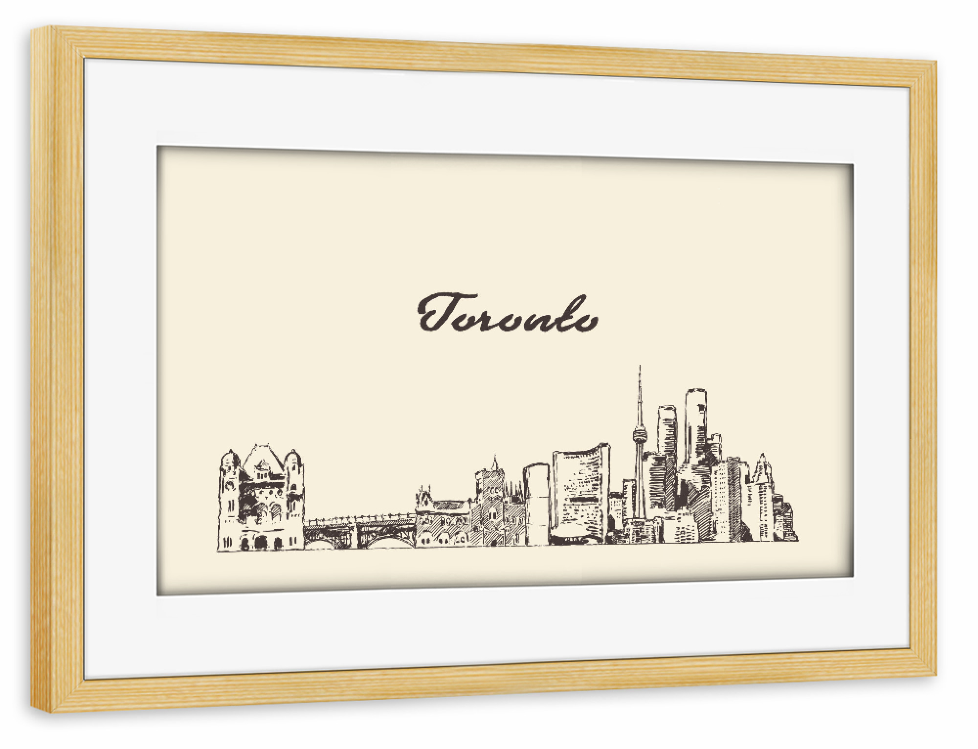 Poster mit Rahmen kiefer "Toronto hand drawn skyline" artboxONE - Städte,Reise,Architektur - Skyline,Tornoto,Gezeichnet