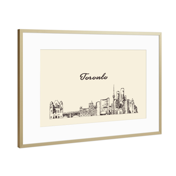 Poster mit Rahmen Gold "Toronto hand drawn skyline" artboxONE - Städte,Reise,Architektur - Skyline,Tornoto,Gezeichnet