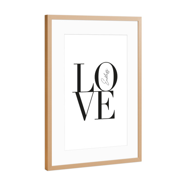 Poster mit Rahmen Kupfer "Endless Love A&K" artboxONE - Typografie,Schwarzweiß - Love,Liebe,Valentinstag,Hochzeit,Wedding,Muttertag